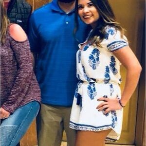 Reverse Cream and Blue Patterned Romper